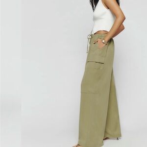 Reformation Ethan Twill Pant Olive Oil Green Khaki